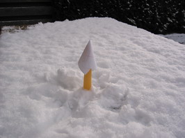 Placing candle in snow